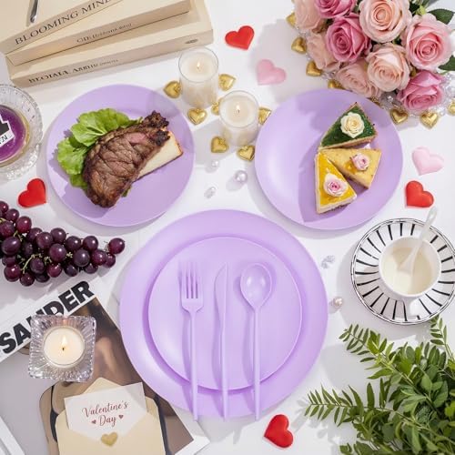 EjonirInjonir 150pcs Premium Purple Plastic Plates for Parties Matte Finish - Image 4