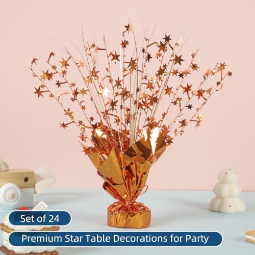 24 Pack Orange Metallic Foil Spray Centerpiece Star Table Decoration Burst Table Centerpieces for Birthday Graduation New Year Halloween Party Supply (Orange) - Image 2