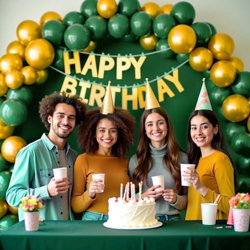 412Pcs Green and Gold Balloon Arch Kit, 18 12 10 5 Inch Different Size Latex Balloons Dark Green and Gold Party Balloons for Birthday Graduation Jungle Party Decorations - Image 5