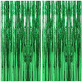2 Pack Foil Curtain Backdrop Green Metallic Tinsel Foil Fringe Curtains Photo Booth Props for Birthday Wedding Engagement Baby Shower Bachelorette Christmas Holiday Celebration Party Decorations by KEJ