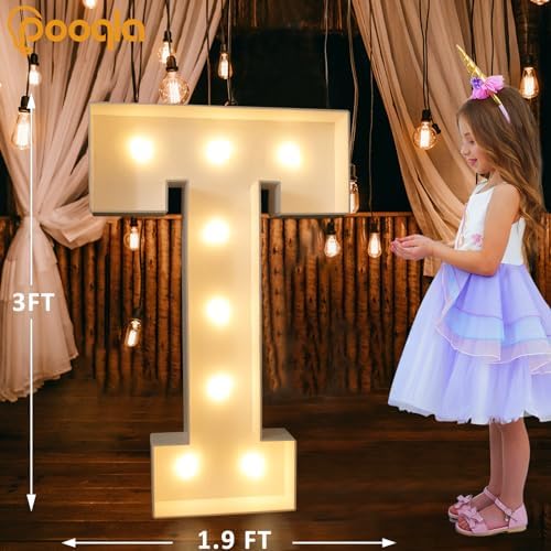 Pooqla 3 FT Marquee Letters, Light Up Letter T, Cool White and Warm White - Image 5