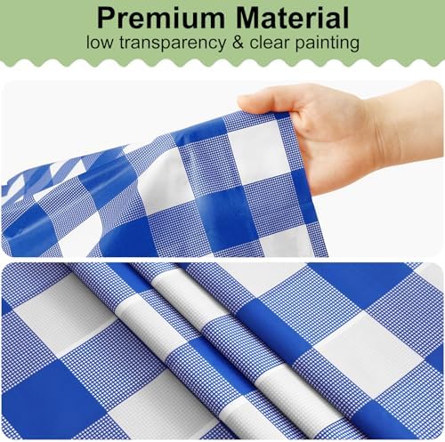misaya 12 Packs Blue White Buffalo Gingham Plastic Disposable Table Cloth - Image 6