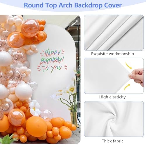 HEMMOTOP Metal Arch Backdrop Stand and Cover Set, White, 6ft - Image 4
