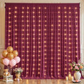 Burgundy Backdrop Curtains with Lights for Parties,10x10FT Wrinkle Free Wedding Photo Backdrop Curatin Drapes Fabric for Baby Shower Birthday Ceremony Reception Home Party Decorations by Partisky
