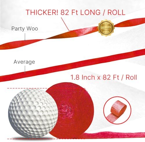 PartyWoo Matte Red Crepe Paper 10pcs 820 FT Matte Red Streamers - Image 3