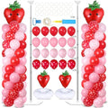 2 Sets Strawberry Balloon Column Stand Adjustable Strawberry Balloon Decor by Naozinebi