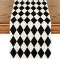Artoid Mode Black Beige Diamond Plaid Table Runner, Seasonal Halloween Party Kitchen Dining Table Decoration for Home Party Decor 13x72 Inch by ArtoidMode