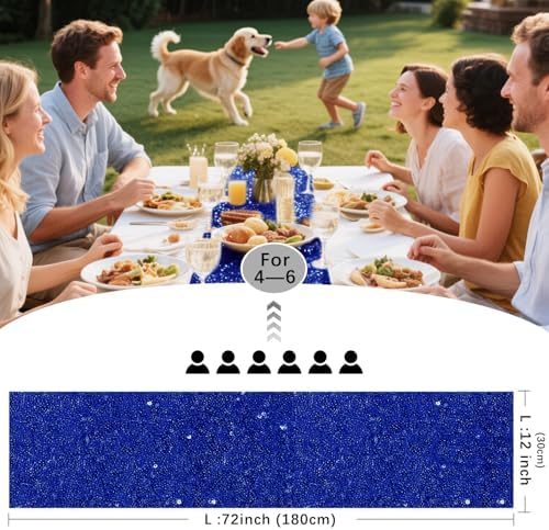 10 Packs 12 x 72 inches Royal Blue Sequin Table Runner - Image 4
