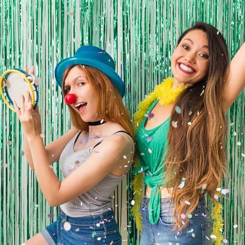 5 Pack Foil Curtain Backdrop Green Metallic Tinsel Foil Fringe Curtains Photo Booth Props for Birthday Wedding Engagement Baby Shower Bachelorette Christmas Holiday Celebration Party Decorations - Image 5