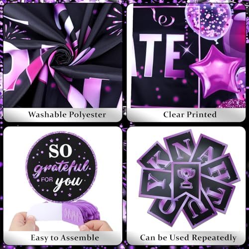 Purple We Appreciate You Decorations Black Purple Thank You for All You Do Banner Honeycomb Centerpieces Hanging Swirls Employee Staff Appreciation Gift Pastor Teacher Doctor Graduation Party Decor - Image 6