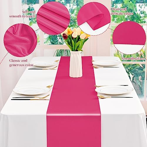 12 Pack Hot Pink Satin Table Runner 12 x 108 Inch Long Premium Table Runners for Wedding Party Events Decoration Birthday Parties Banquets Decorations Graduations Engagements - Image 3