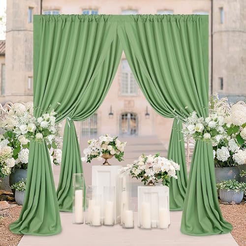 Sage Green Backdrop Curtains 20ftx10ft Wedding Polyester Photo Drapes - Image 5