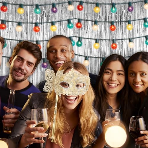 5 Pack 3.28ft x 6.56ft Glitter Silver Tinsel Foil Fringe Curtains, Photo Booth Backdrop Party Decorations for Birthday Wedding Engagement Baby Shower Graduation Bachelorette New Years - Image 5
