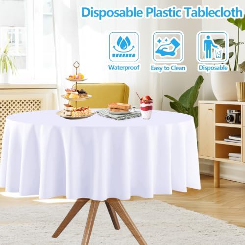 3 Pack Red White and Blue Round Plastic Tablecloth - Image 3