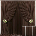 4 Panels Brown Backdrop Curtain for Parties Wedding Wrinkle Free Brown Photo Curtains Backdrop Drapes Fabric Decoration for Birthday Party Baby Shower 20ft(W) x 10ft(H) by Tao-GePartyDecorations