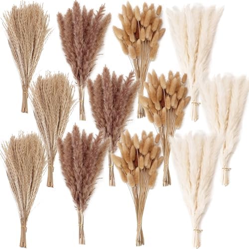 300 PCS Dried Flower Bouquet – Pampas Grass, Floral Decor for Home, Wedding, and Boho Style | Perfect for Vases, Fall, Spring, Summer, and Winter Arrangements by ANPROOR