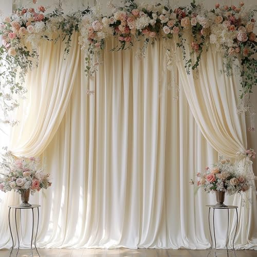 Ivory Backdrop Curtains for Wedding Parties, 20x7FT Wrinkle Free Photo Backdrop Curtains for Wedding Birthday Party Baby Shower, Fabric Drape with Rod Pockets 5ft x 7ft, 4 Panels by Unknown