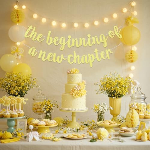 BEISHIDA Yellow Pre-Strung Glitter The Beginning of A New Chapter Banner - Image 5