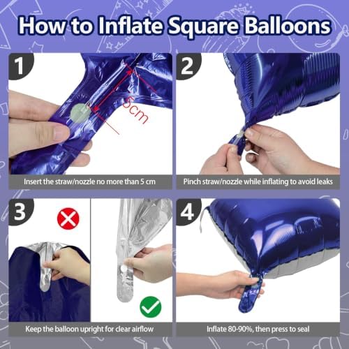 NISOCY 36PCS Navy Blue and Silver Square Foil Balloons Wall Backdrop - Image 3