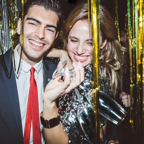 2 Pack Gold Backdrop Birthday Decorations Foil Curtain Backdrop Gold Streamers Dance Party Decorations Photo Booth Props for Bachelorette Decorations Christmas Halloween New Years Eve Party Supplies - Image 3