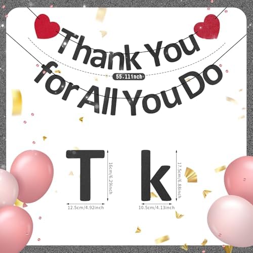 Thank You Banner Staff Appreciation Banner for Employee Appreciation Decorations Teacher Thanks Volunteer Events Office School Organization Thank You Parties (Black) - Image 3