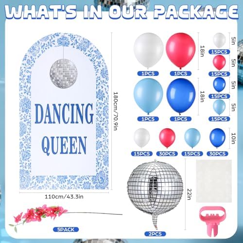 214 Pcs Dancing Queen Decoration Balloons Banner Artificial Bougainvillea for Bachelorette 70s Disco Wedding Bridal Shower Sparkly Party(Dancing Party) - Image 2