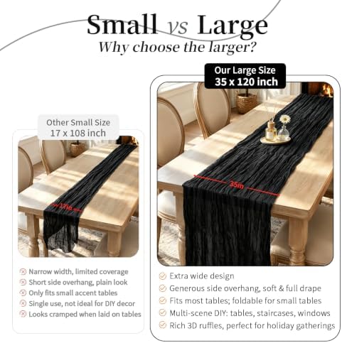12 Pack Black Cheesecloth Table Runner Boho Gauze Black Decor - Image 4