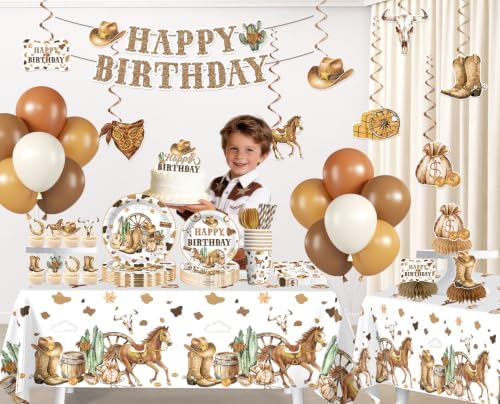 215PCS Cowboy Birthday Party Decorations for Boy Serves 25 - Image 3