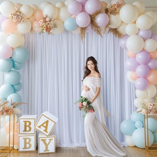 16x10FT White Backdrop Curtains for Wedding Parties, Wrinkle Free Polyester Photography Backdrop Drapes for Wedding Baby Shower Birthday Parties Stage Background Stand Decorations 4x10ft,4 Panels - Image 5