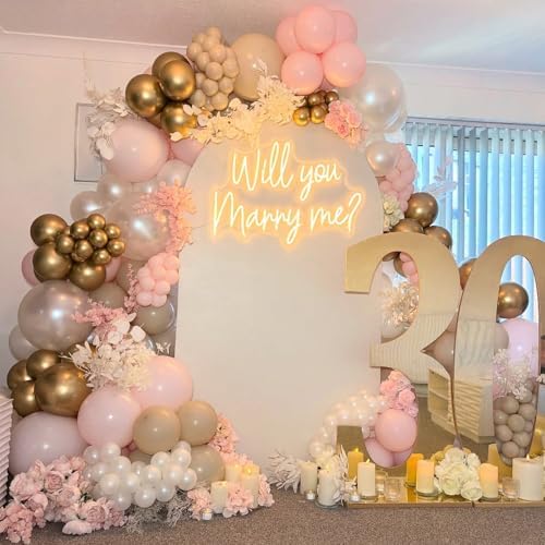 White Pink Gold Balloons Set, 12 Inch Double Stuffed Pearl White Sand Blush Pale Light Pink Apricot Champagne Gold Helium Balloon for Fairy Birthday Wedding Easter Baby Bridal Shower Party Decorations - Image 4