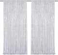 Silver Sequin Backdrop Curtains-2 Panels 4FTx8FT Silver Backdrop for Valentines Day, Glitter Party Decorations Background Drapes for Wedding Birthday Anniversary Graduation Photo Booth Decor by SoarDream