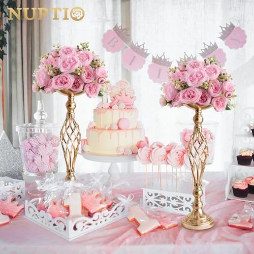 NUPTIO Gold Centerpiece Stand for Table, Twist Style, 20.5" Tall, 10 Pcs - Image 3