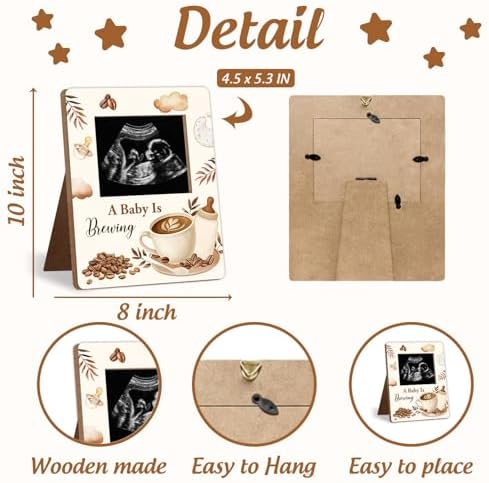 Coffee Themed Baby Shower Decorations Frame, Coffee Pattern Sonogram Picture Frame, New Mom Expecting Parents-to-Be Keepsake Gifts, “A Baby is Brewing” Little One Shower, Pregnancy Announcements - Image 2