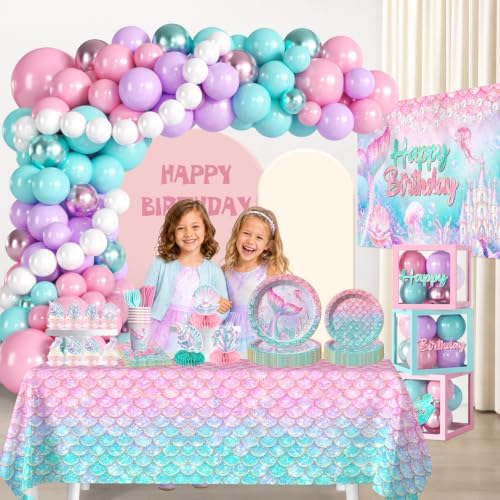 262pcs Mermaid Birthday Decorations, All-in-One Set Serves 20 People - Image 6