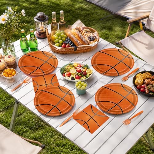 72 Pcs Basketball Plates Napkins and Forks Set, 7 Inch, Serves 24 Guests - Image 6