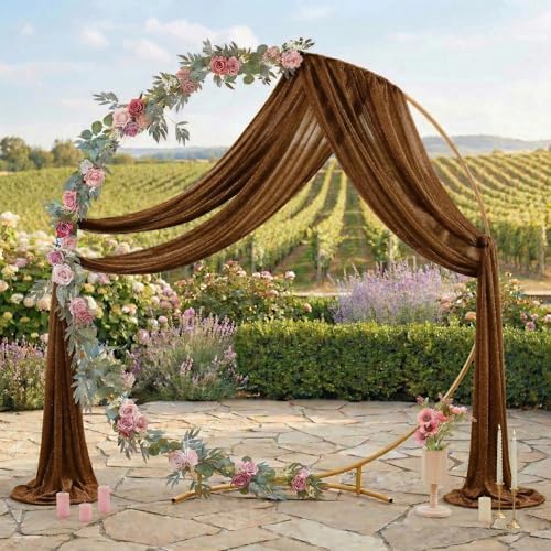 Pack of 1 Wedding Arch Drape Panel Fabric 30" x 50ft - Mocha - Image 3