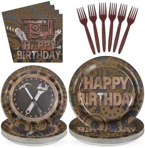 96Pcs Mechanic Tools Birthday Party Decorations, Serves 24 by Greencian
