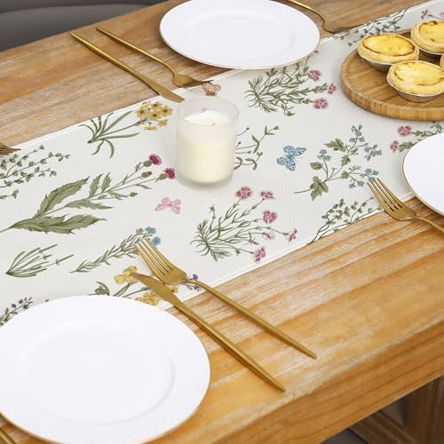 ONFAON Spring Decorations for Home,Spring Table Runner 13x72 Inch Wildflowers Floral,Seasonal Summer Home Kitchen Dining Room Table Decorations - Image 6