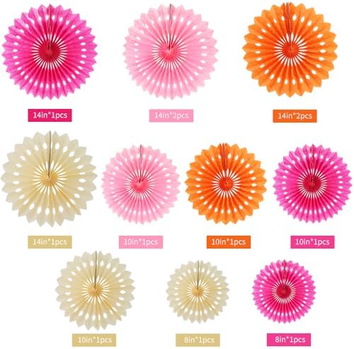 BEISHIDA Honeycomb Round Paper Fans Pink Orange White Hanging Party Decor - Image 2