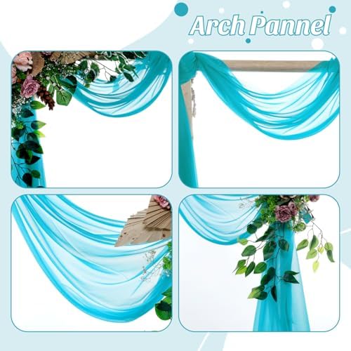 Pack of 1 Wedding Arch Drape Panel Fabric 30" x 20ft - Peacock Blue - Image 5