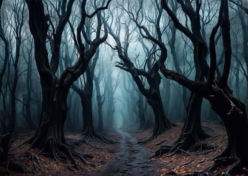 5 x 3 ft Halloween Forest Backdrop Haunted Mist Forest Witch Creepy Scene Dark Pathway Scary Trees Spooky Foggy Woods Background for Halloween Birthday Party Decorations Photo Booth Studio Props by Etsyoki