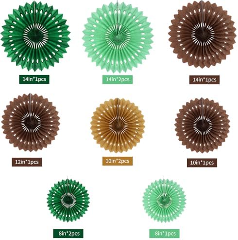 BEISHIDA Honeycomb Round Paper Fans Green Brown Hanging Party Decoration - Image 2