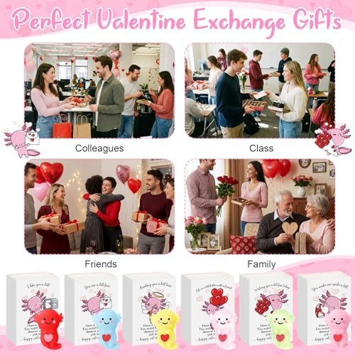 30 Sets Axolotl Valentines Gifts Valentines Party Favor with Support Boxes - Image 6