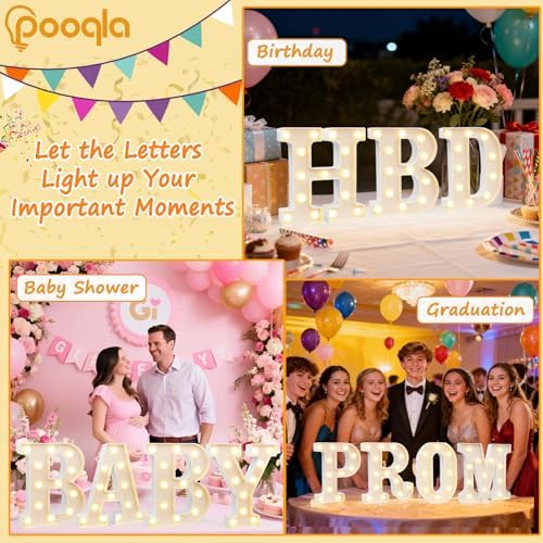 Pooqla LED Marquee Letter Lights Sign, Light Up Alphabet Letter for Home Party Wedding Decoration R - Image 5