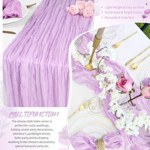 30 Pack Lilac Purple Cheesecloth Table Runner 17x108 Inches Boho Home Decor - Image 5