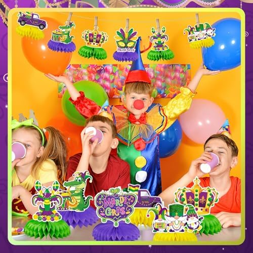 JULMELON 8 Pcs Mardi Gras Centerpieces for Tables Honeycomb Decorations - Image 7