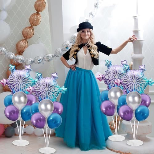 Naozinebi 4 Sets Snowflake Birthday Party Balloons Stand Kit Party Decor - Image 6