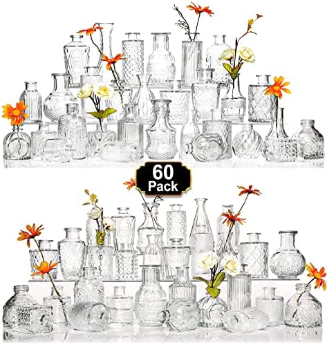 Arme Glass Bud vases in Bulk，Small Glass Flower Vase for Centerpieces 60Pcs by Arme