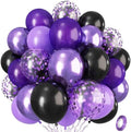 Isndare Purple Black Balloons, 12 Inch Dark Purple Light Balloons with Metallic Purple Confetti Latex Balloon Set for Girls Women Halloween Birthday Bridal Shower Wedding Party Decorations Is-02 by Isndare