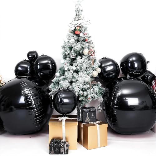 50 Inch Metallic Black Round Foil Balloons 3pcs Black Party Decor - Image 5